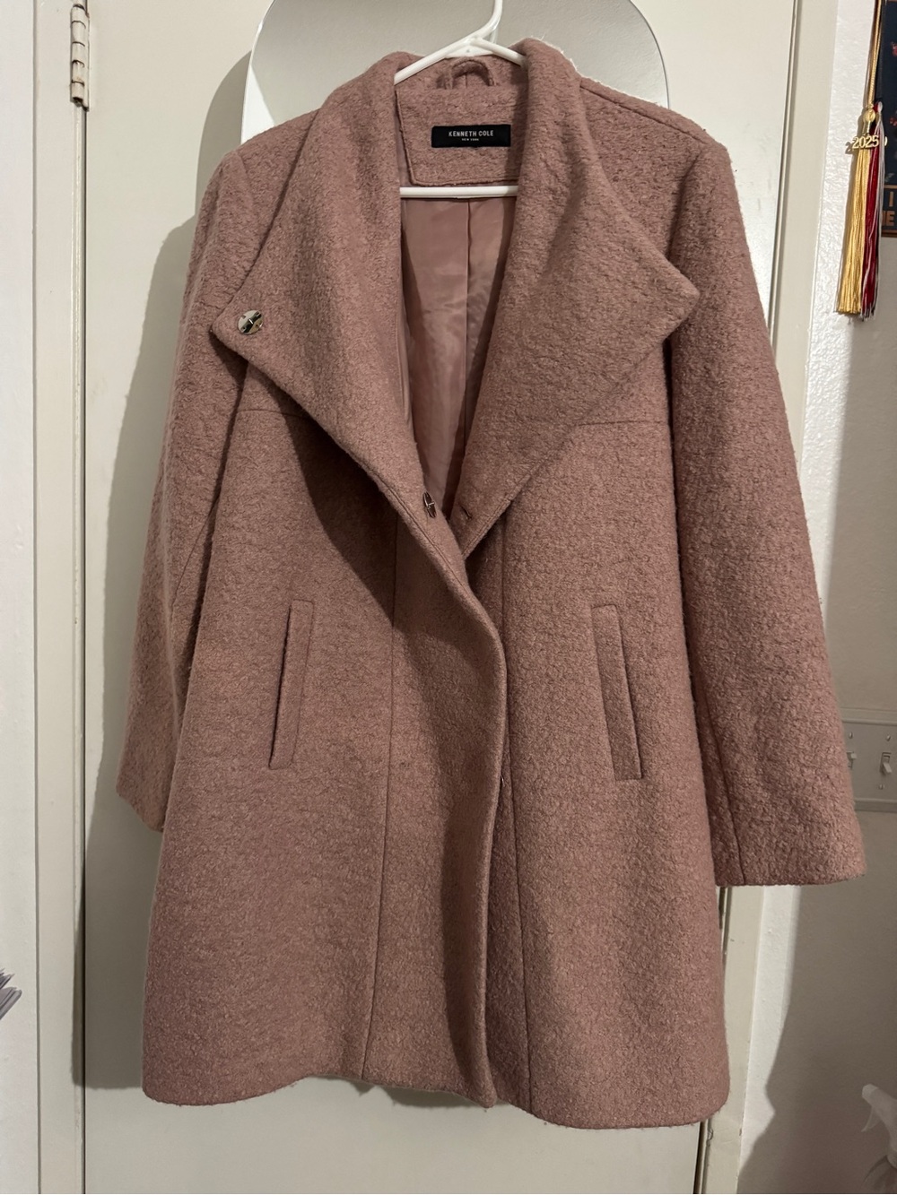 Kenneth Cole Rose Pink Wool-Blend Pea Coat